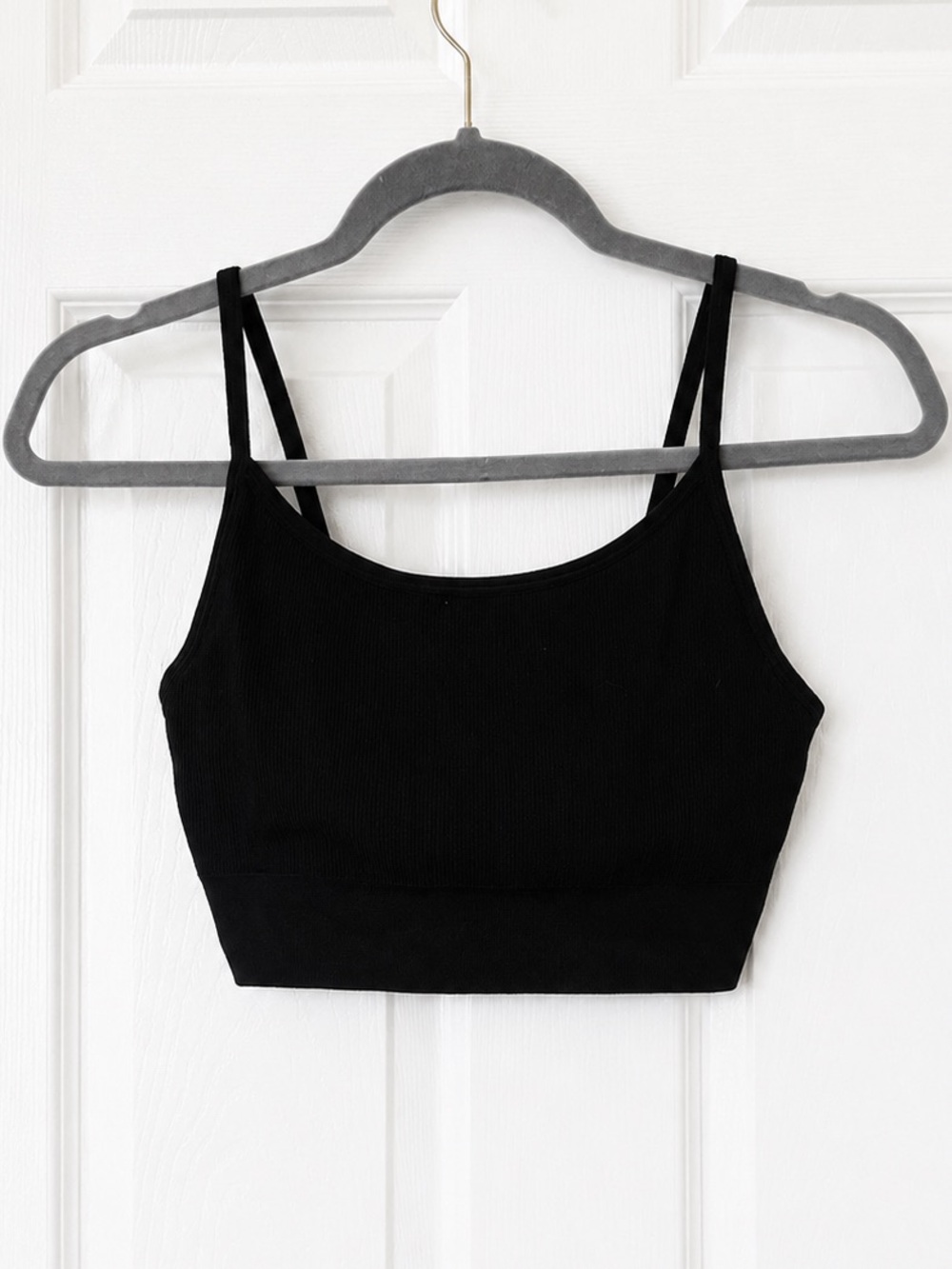 DSG Black Ribbed Double-Strap Crop Cami